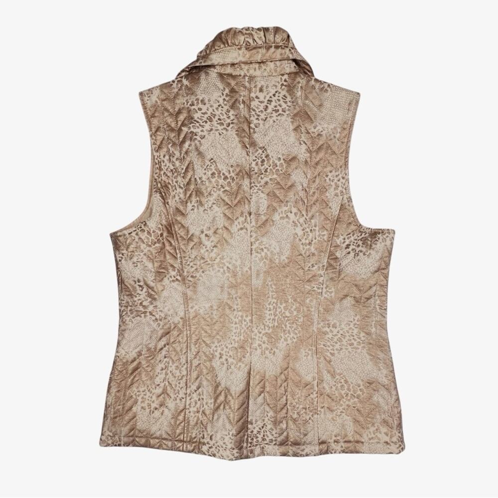 Chico's 2 Womens Zip-Up Quilted Vest Size L Gold Shimmer Lightweight - Picture 2 of 7